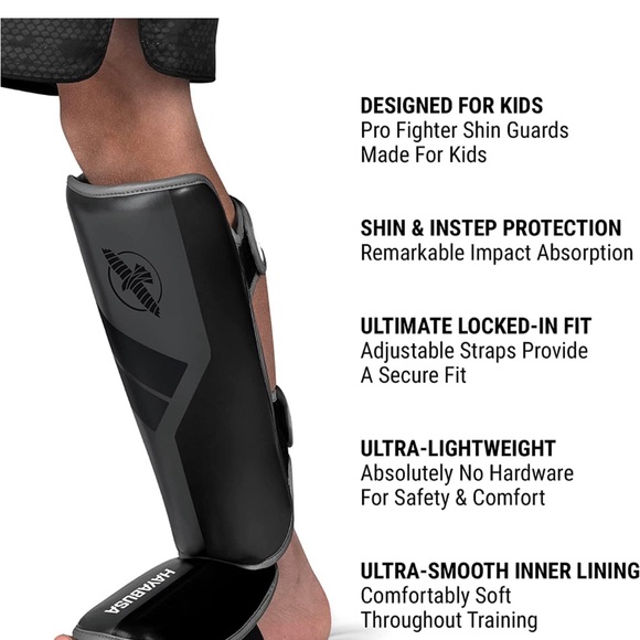 Hayabusa S4 Kids Shin Guards, Muay Thai, MMA, Kickboxing, Martial Arts, Large - Picture 5 of 6